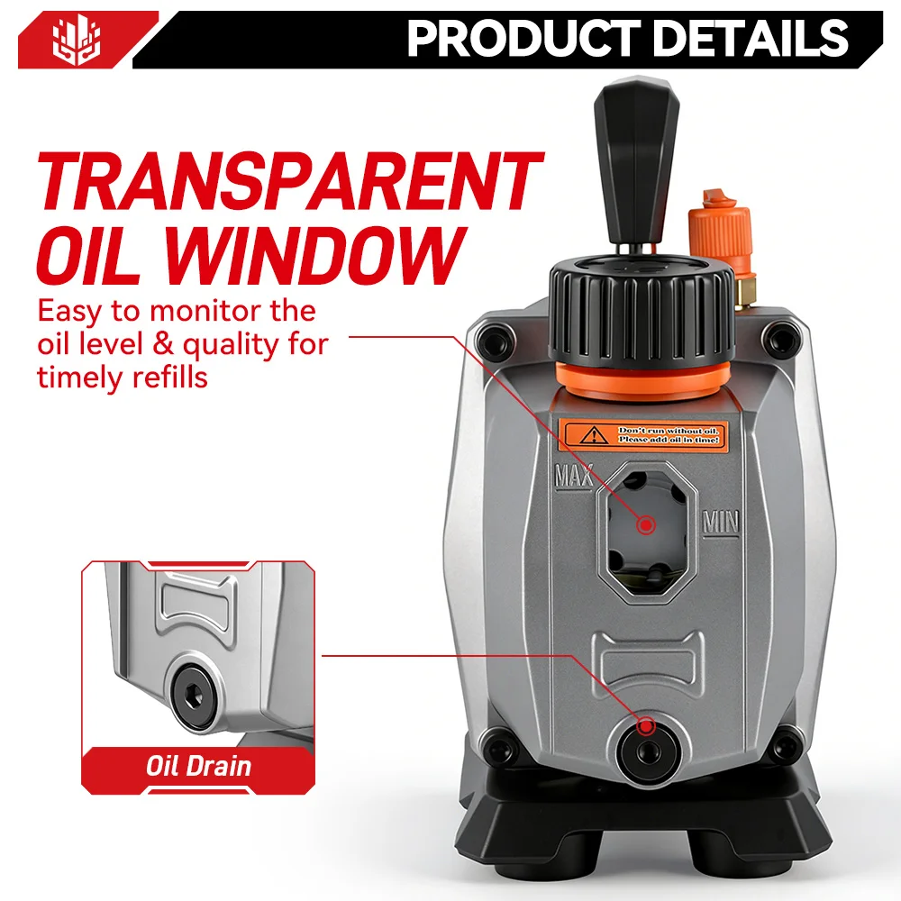 ONEVAN 1/2HP 7CFM Refrigerant Vacuum Pump 1/4 Air inlet Refrigeration for Car Household Air Conditioning For Makita Battery Pin