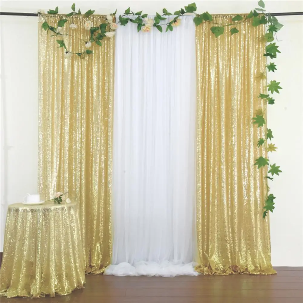 Sequin Curtain Solid Color Shiny Long Glitter Party Backdrops Foldable Party Decor Easy Installation Wedding Party Sequin Panel