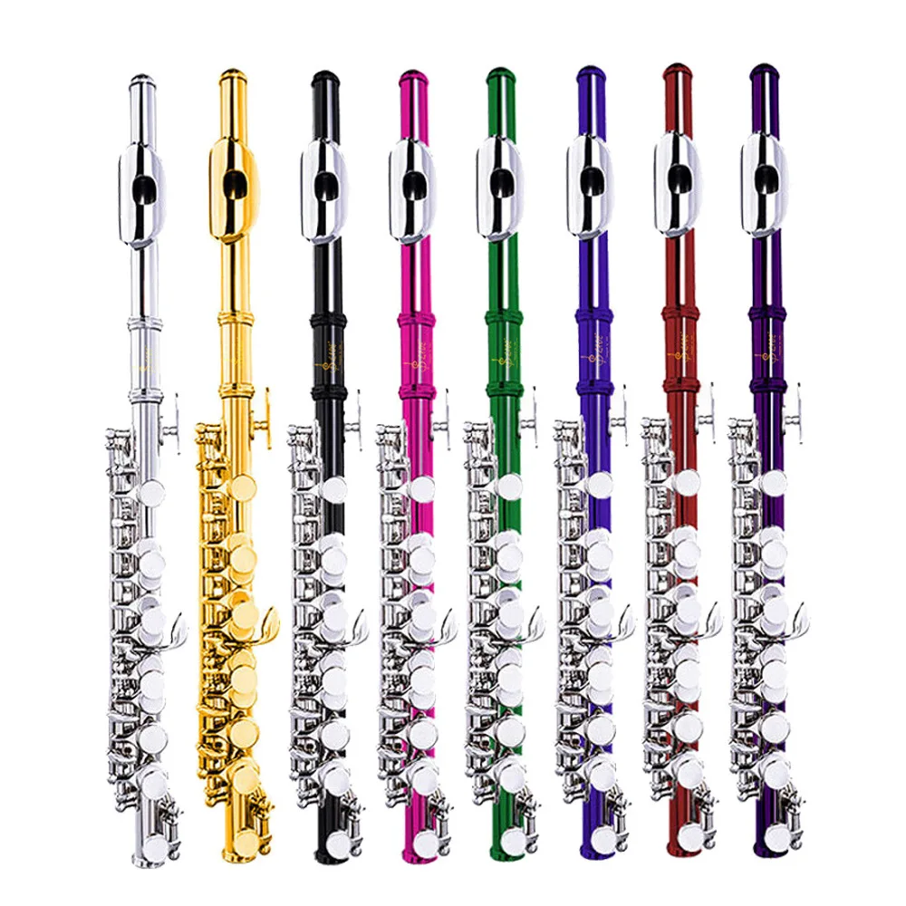 Professional C Key Piccolo Nickel Plated Body Cupronickel Woodwind Instrument Performance Learning Flute With Carrying Case