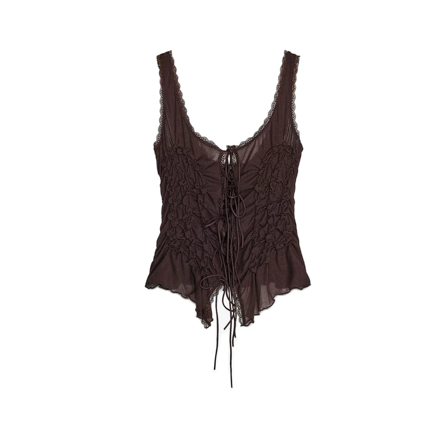 여름 여성 패션 비대칭 밑단 나비 매듭 장식 주름 없는 민소매 심플 탑 순수한 욕망 스타일 937304