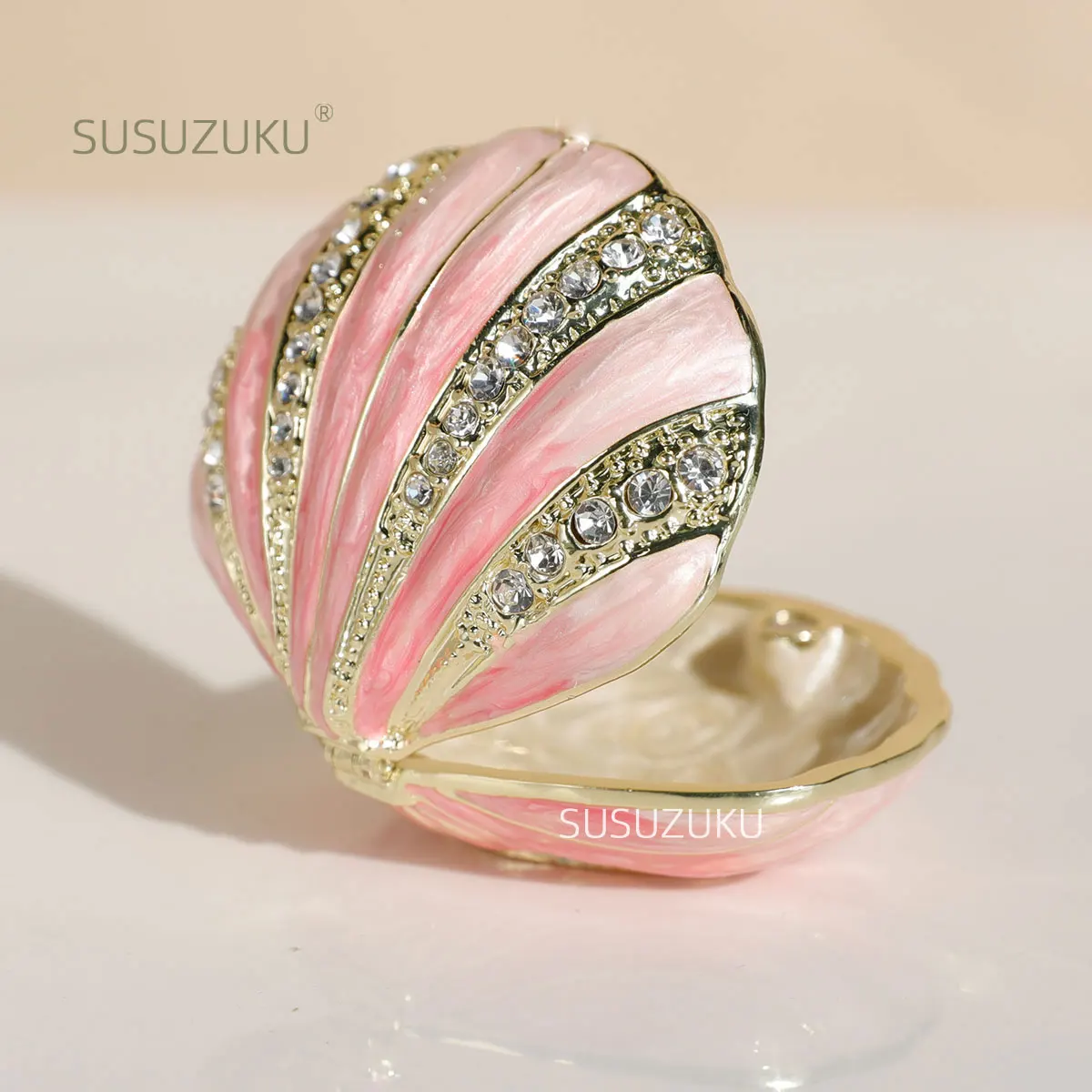 SIQIZHOU Shell Hand Painted Enameled  Jewelry Trinket Box  Animal Figurines Jewellery boxes Hinged Collectibles Ring Holder
