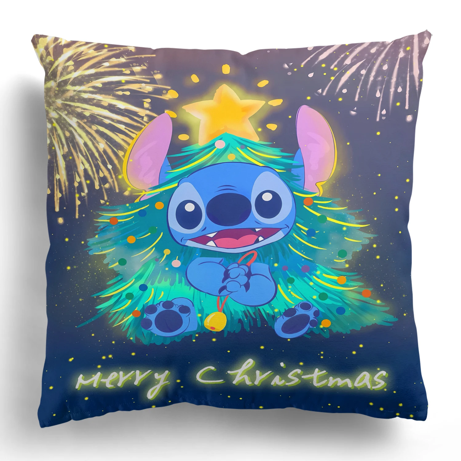 1 piece of Kawaii Stitch Merry Christmas pillowcase living room sofa cushion cover bedroom room home decoration Christmas gift