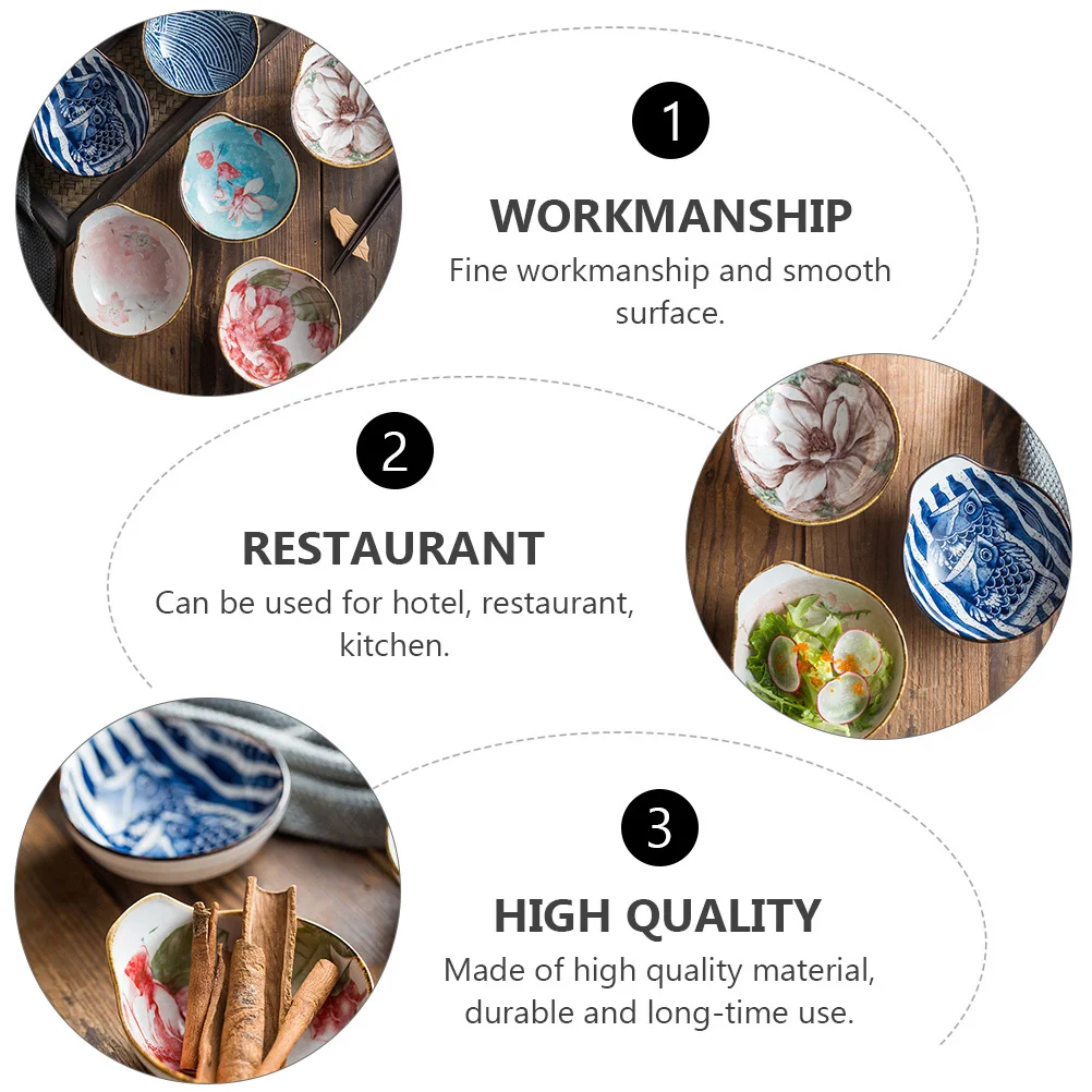 

3Pcs Underglaze Colored Sauce Bowl Ceramic Seasoning Dish for Restaurant Home Picnic Travel Flavor Food Sauce Dipping Creative