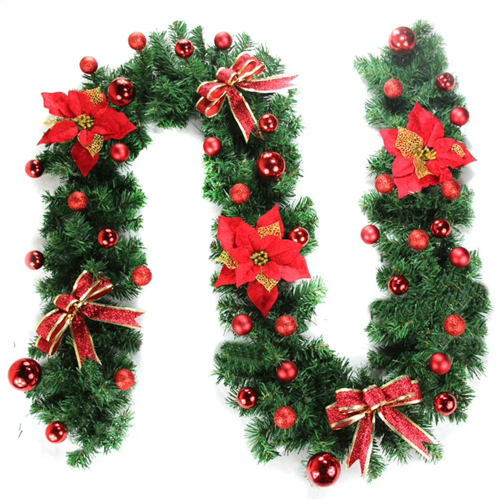 270cm Artificial Christmas Red Fruit Vine Decor Christmas Pine Tree Rattan Decor Staircase Fireplace Christmas Decoration 2024