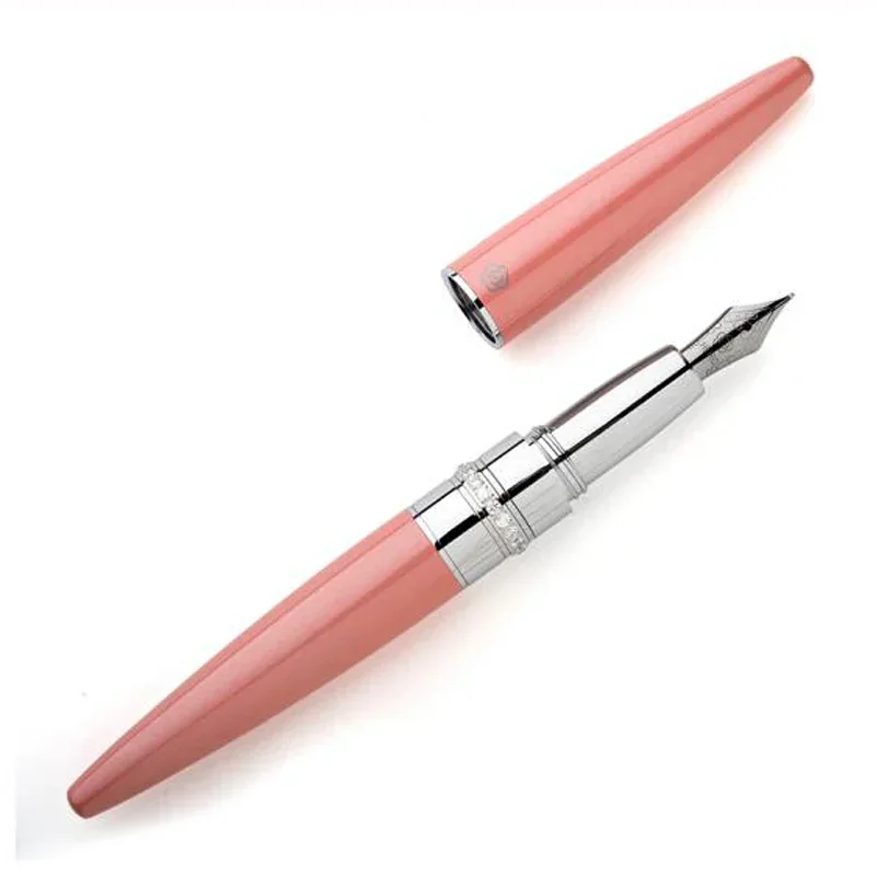 newhero-fashion-ladies-series-fountain-pen-silver-trim-fine-nib-05mm-office-school-writing-w-gift-box-pen-set-accessory