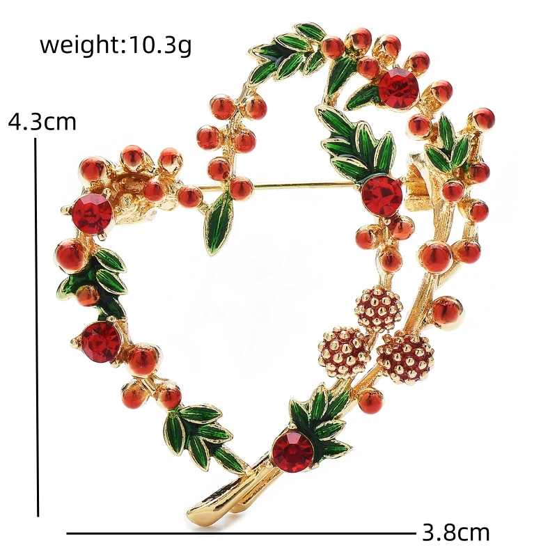 Wuli&baby Beautiful Fruits Heart Brooches For Women Unisex 2-color Enamel French Style Love Party Office Brooch Pins Gifts