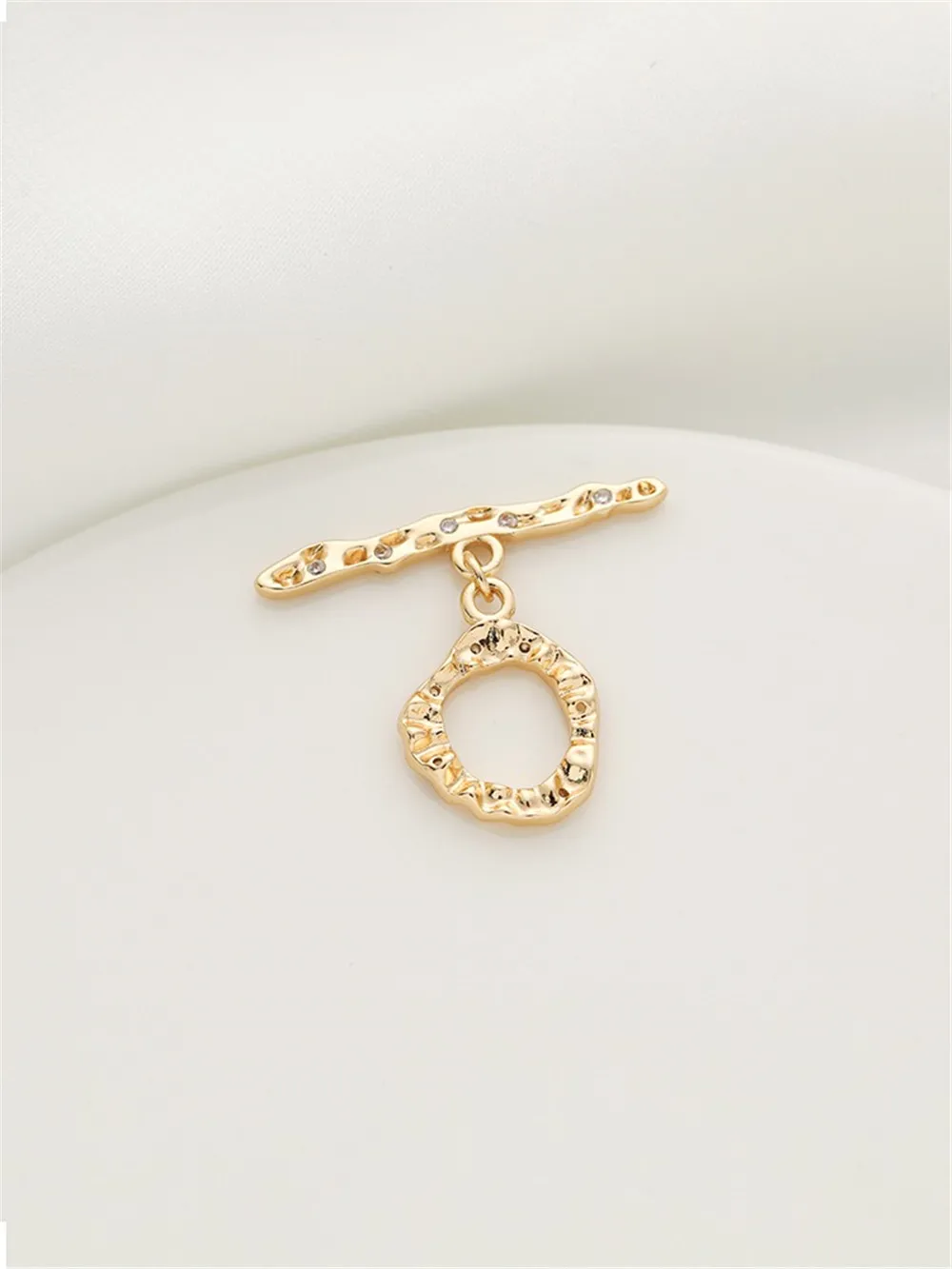 

14K Bag Gold Full Zirconium OT Buckle Geometric Heart-shaped Connecting Buckle DIY Handmade Bracelet Necklace Accessories