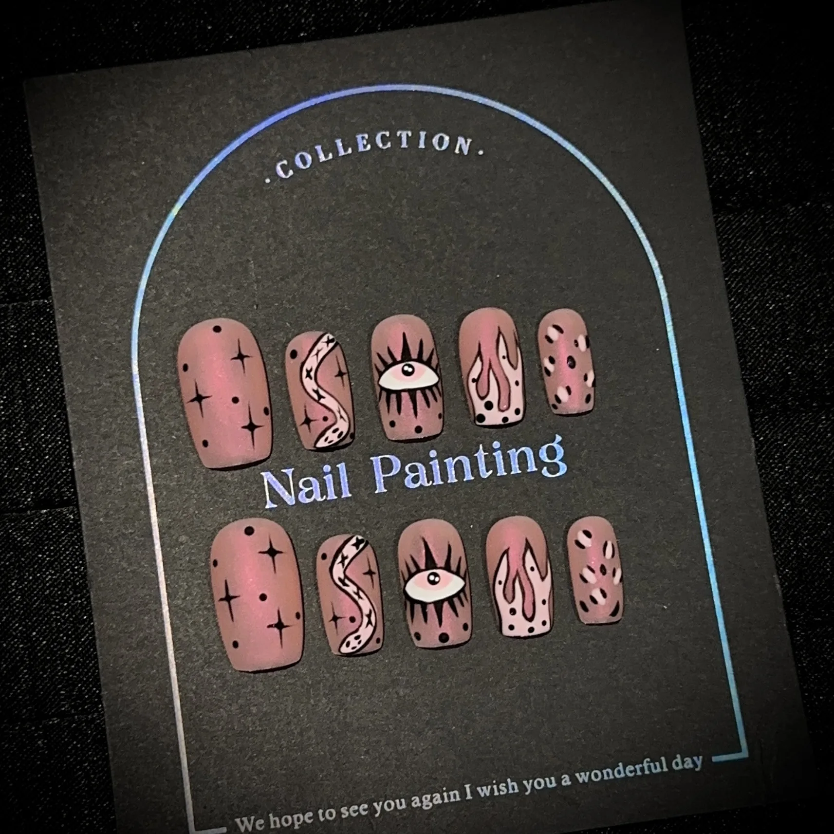 

10 шт., ручная работа, накладные накладные ногти Advanced Sense Aurora, розовые ногти, европейские и американские, ручная роспись, накладные накладные ногти в виде змеи