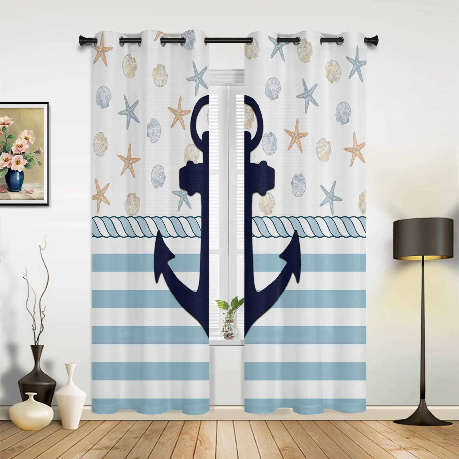 Anchor Sea Star Shell Rope Window Window Curtains Living Room Bathroom Bedroom Decor Kids Window Treatment