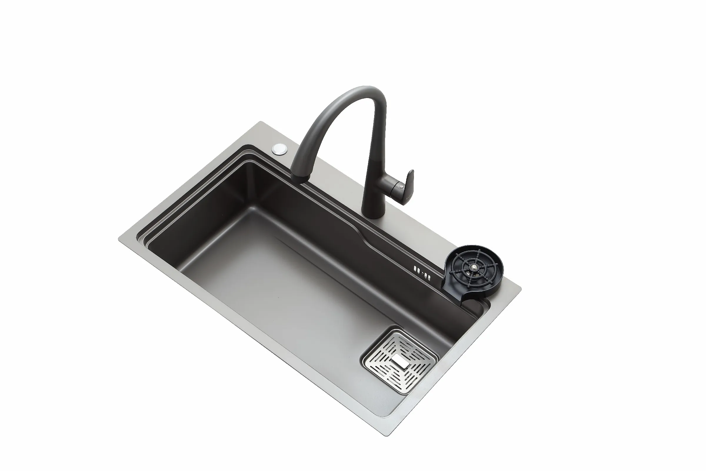 나노 그레이 블랙 사각 드레인 컵 와셔 이중 트랙 스테인리스 스틸 주방 싱크대