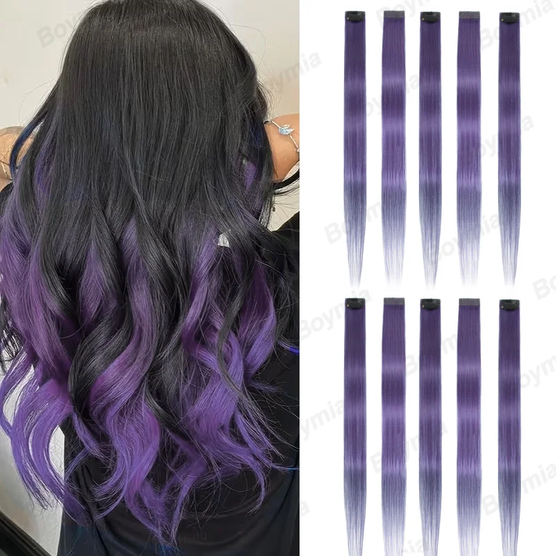 

6 шт. разноцветных наращивания волос, 16-дюймовые радужные человеческие волосы с прямой заколкой цвета на Хэллоуин и Рождество