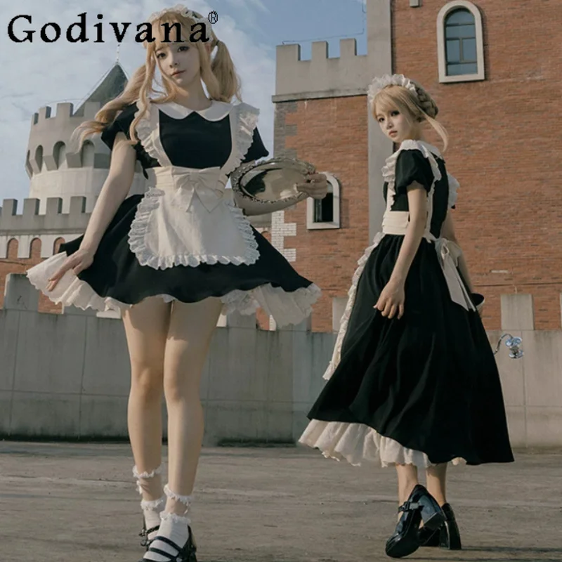 British Maid Retro Short Sleeve Lolita Sweet Peter Pan Collar Dress Fashion High Waist Versatile Age Reduction Elegant Dresses