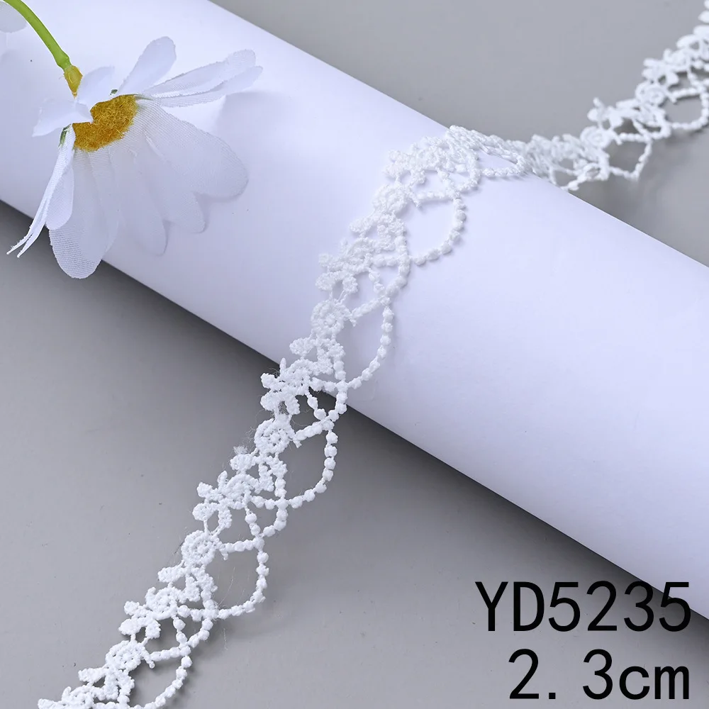 5Yards White Cotton Embroidered Lace Trim Ribbons Fabric DIY Handmade Craft wedding party Sewing Clothes Accessories