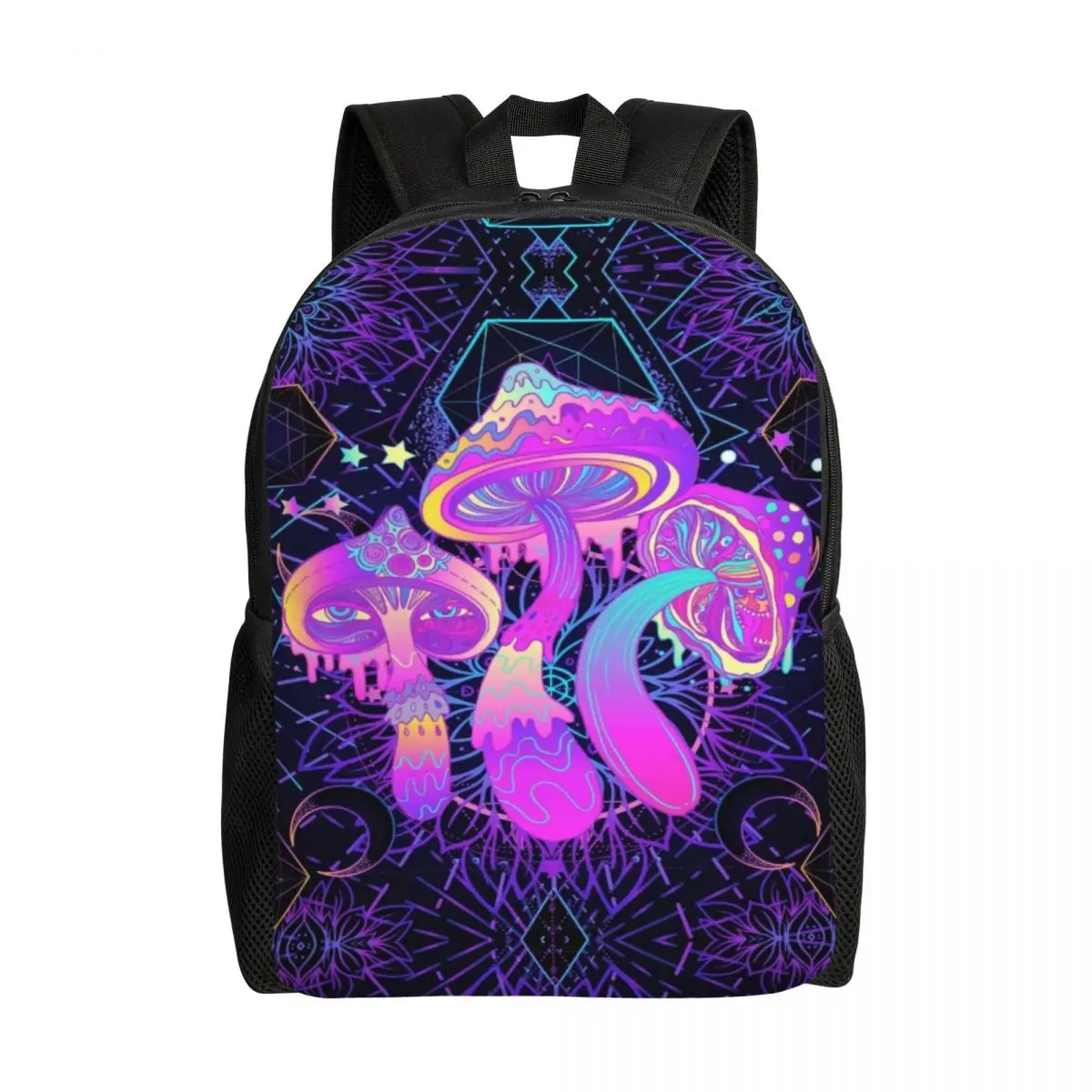 Mochila Trippy Mushrooms Laptop, mochila básica para estudante universitário, sacos psicodélicos mágicos para mulheres e homens