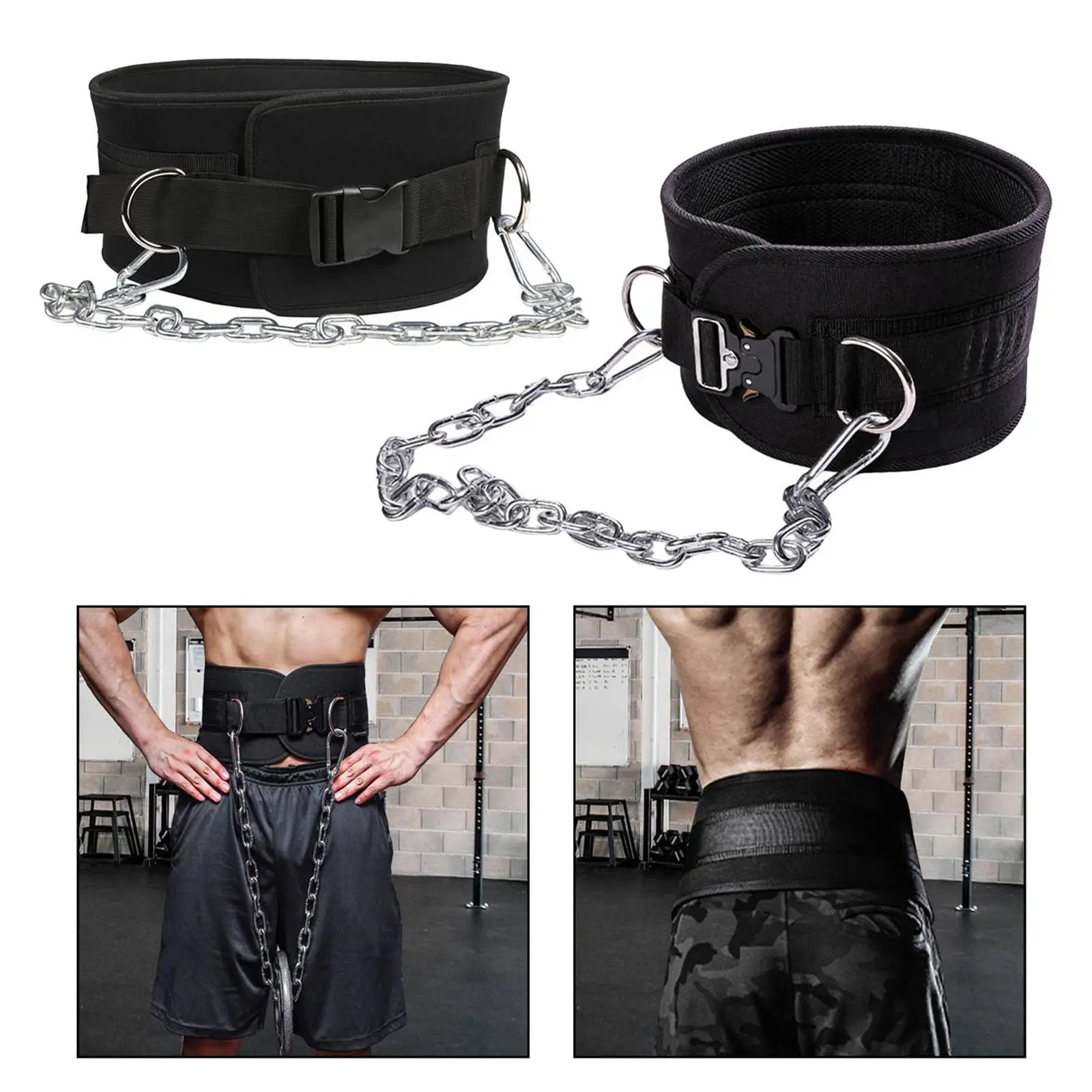 Dipping Belt for Weightlifting with Lifting Chain Back Waist Support Workout Accessory Squat with Buckles Lightweight Dip Belt