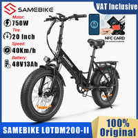 EU Stock SAMEBIKE LOTDM200-II Electric Bicycle 750W 48V13Ah 40KM/H Speed 20 Inch Fat Tire Electric Mountain E-Bike With NFC Card