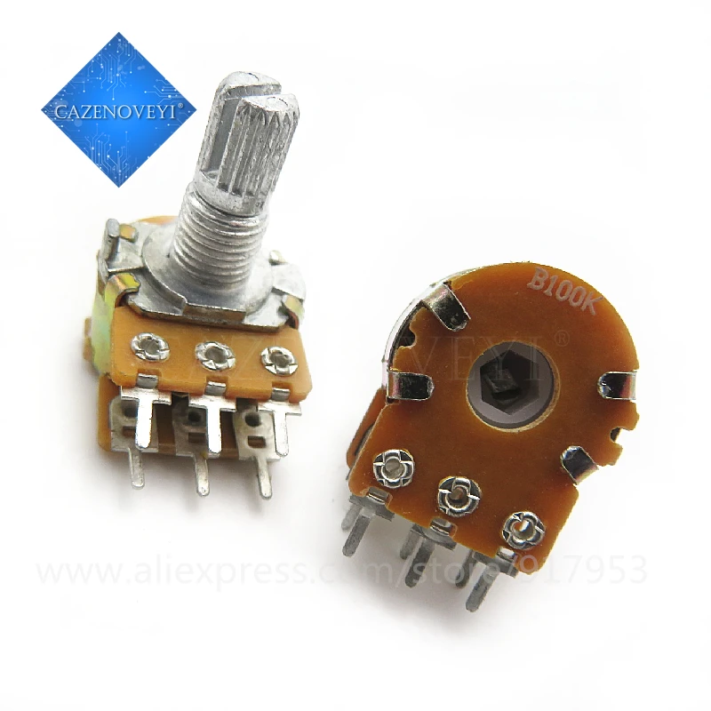 5pcs/lot B1K B2K B5K B10K B20K B50K B100K B500K B1M 6Pin Shaft WH148 Potentiometer 1K 2K 5K 10K 20K 50K 100K 500K 1M