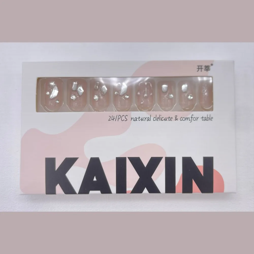 مانيكير مقاوم للماء يمكن ارتداؤه، أظافر صناعية فرنسية، رأس مربع، خيط ذهبي، نمط طويل، غطاء كامل للأظافر الصناعية، اضغط على الأظافر النسائية