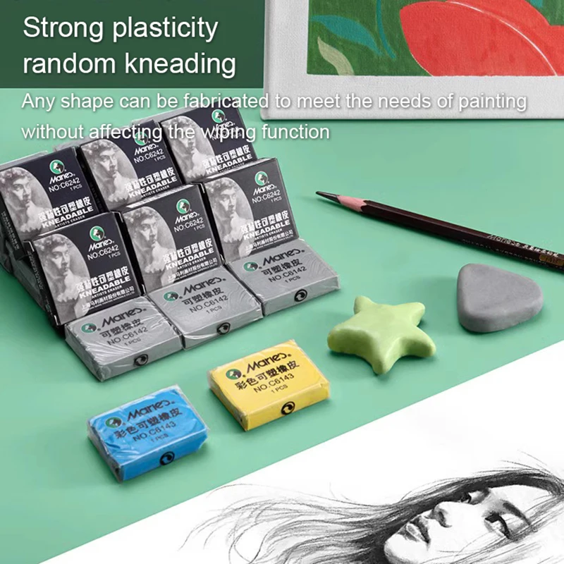 

2/6Pcs Plasticity Rubber Eraser Soft Wipe Highlight Kneaded Erasers for Art Pianting Design Sketch Drawing Plasticine Stationery