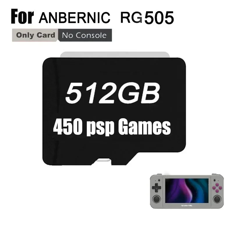 ANBERNIC RG505 بطاقات الذاكرة بطاقة Sd PS2 لعبة محملة مسبقًا 3ds Gamecube TF بطاقة وحدات تحكم ألعاب الفيديو 512G PSP PS1 GBC 70000 ألعاب