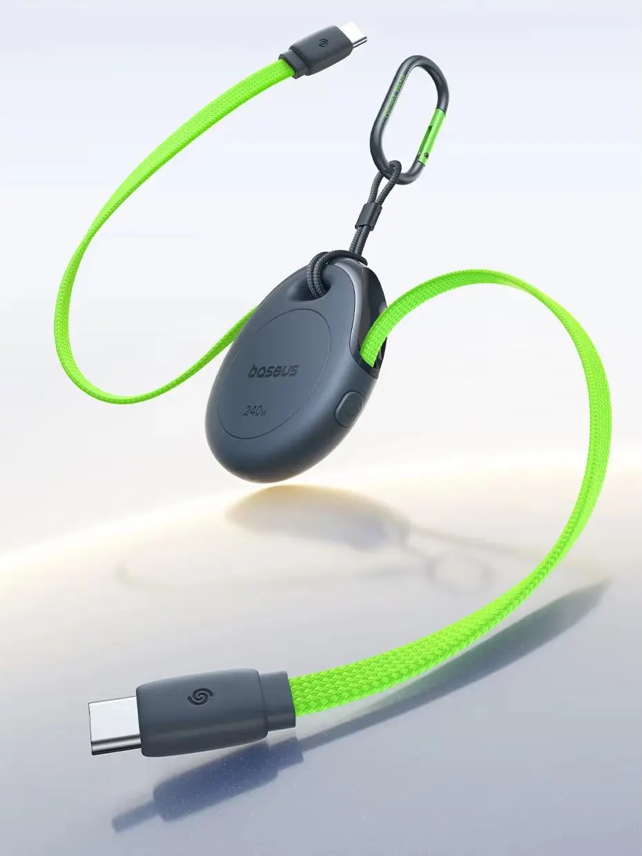 Kabel USB-C Type-C Baseus 240W z funkcją automatycznego zwijania, szybkiego ładowania i transmisji danych, do iPhone'a i MacBooka, z karabińczykiem. — zdjęcie produktu 7