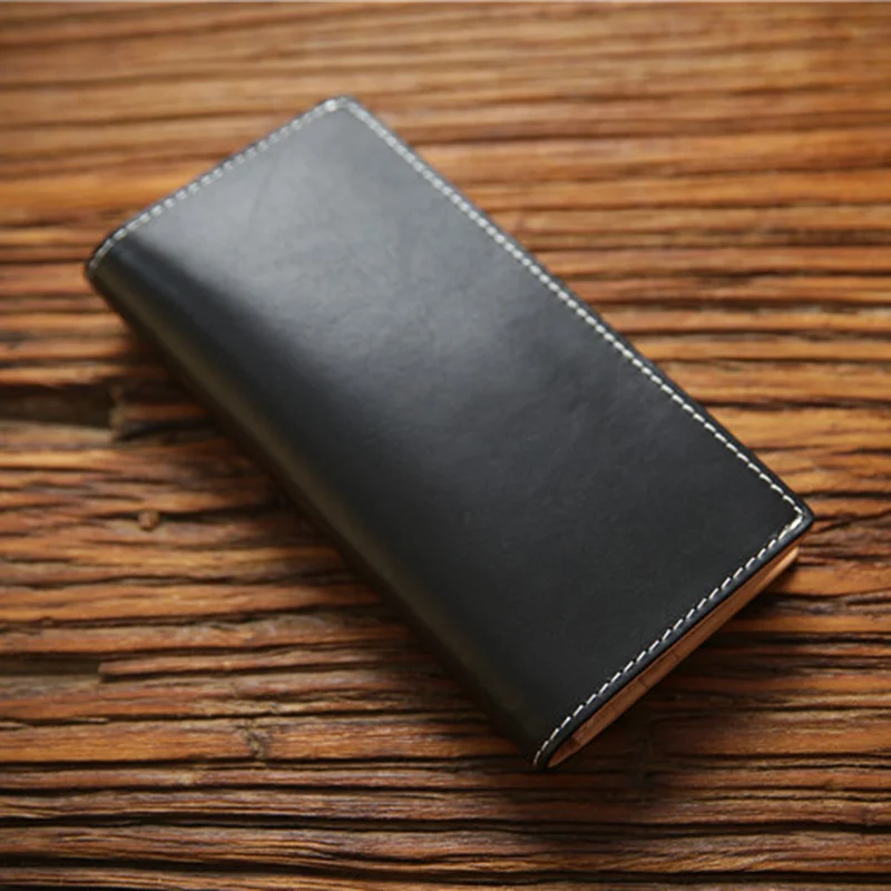 Genuine Leather Wallet For Men Male Vintage Handmade Cowhide Men's Long Bifold Clutch Purse With Card Holder Zipper Coin Pocket