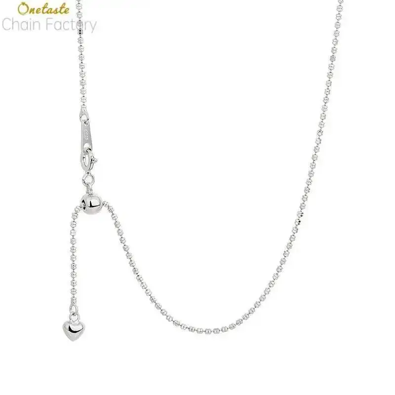 

925 Sterling Silver Italian 1.5MM Adjustable Diamond Cut Bead Bolo Chain Necklace For Women Thin Slider Necklaces In 4 Colors