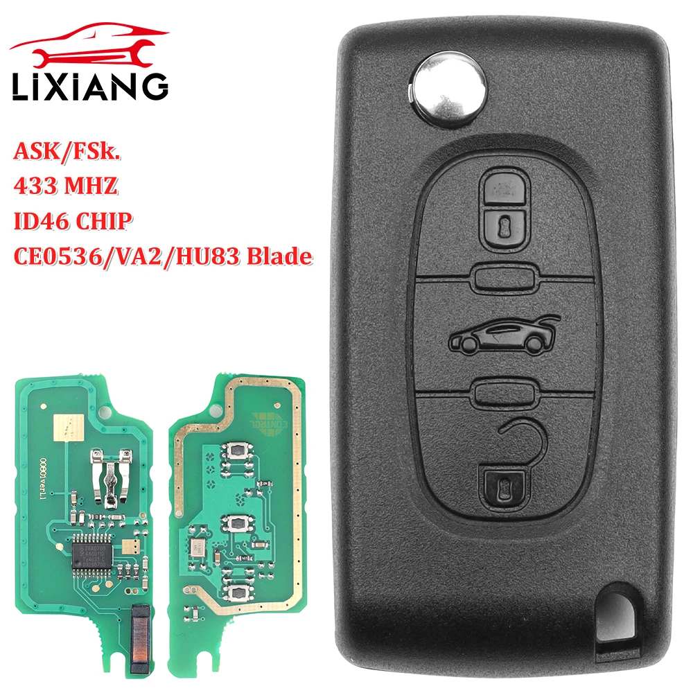 LIXIANG для Peugeot 207 307 308 407 607 807 для Citroen C2 C3 C4 C5 C6 Xsara Berlingo откидной дистанционный ключ от автомобиля HU83 VA2 0536 ASK/FSK