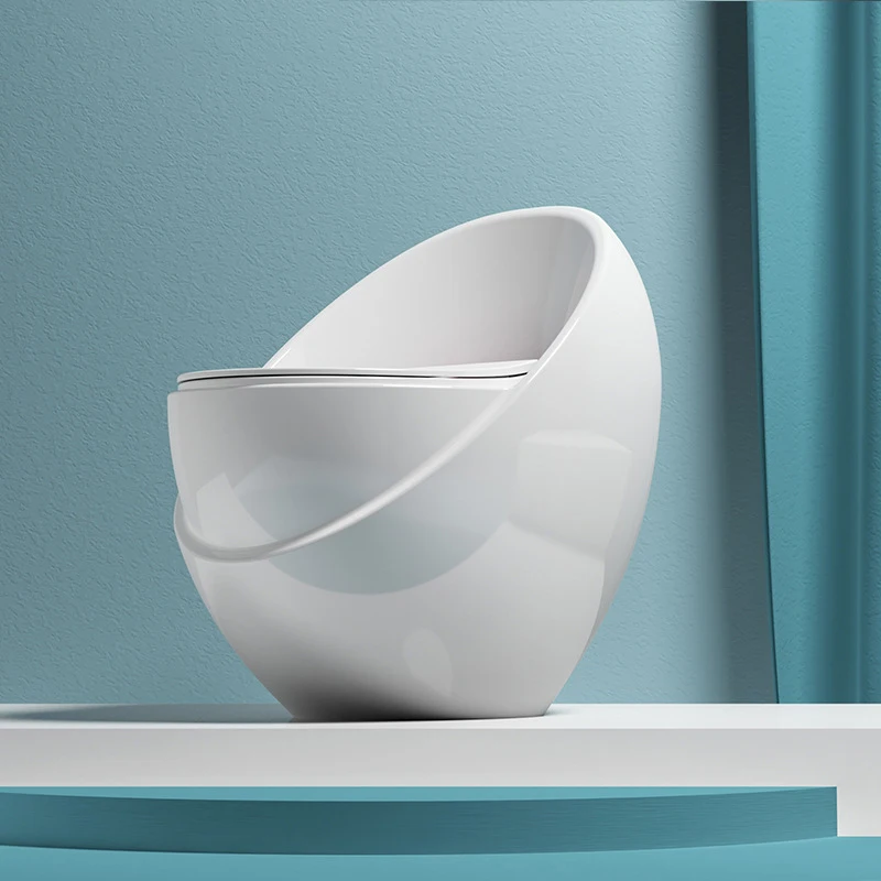 Modern Oval Ceramic Siphonic Toilet For Compact Bathroom Odor Blocking Large Caliber Creative Design