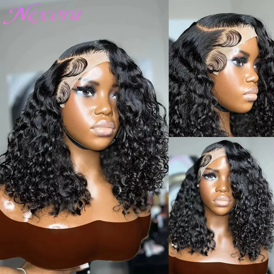 

14 16 Inch 200% Density Brazilian Curly Short Bob 13x6 HD Lace Frontal Wig 13x4 Deep Water Wave Human Hair Wig For Black Women