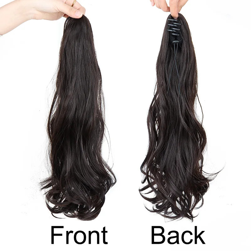 合成ロングカーリーポニーテールヘアエクステンションアクセサリー爪クリップ黒茶色の髪ポニーテールウィッグ女性用