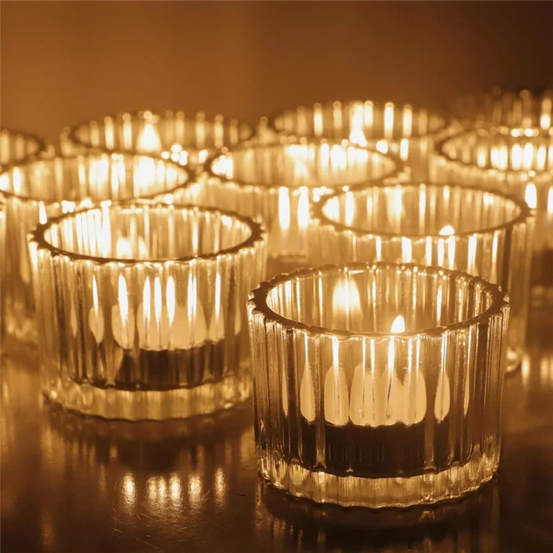 

FAAJ-Clear Tea Light Candle Holders Set Of 24 Glass Tealight Holders For Table Centerpiece,For Wedding, Birthday Party, Home
