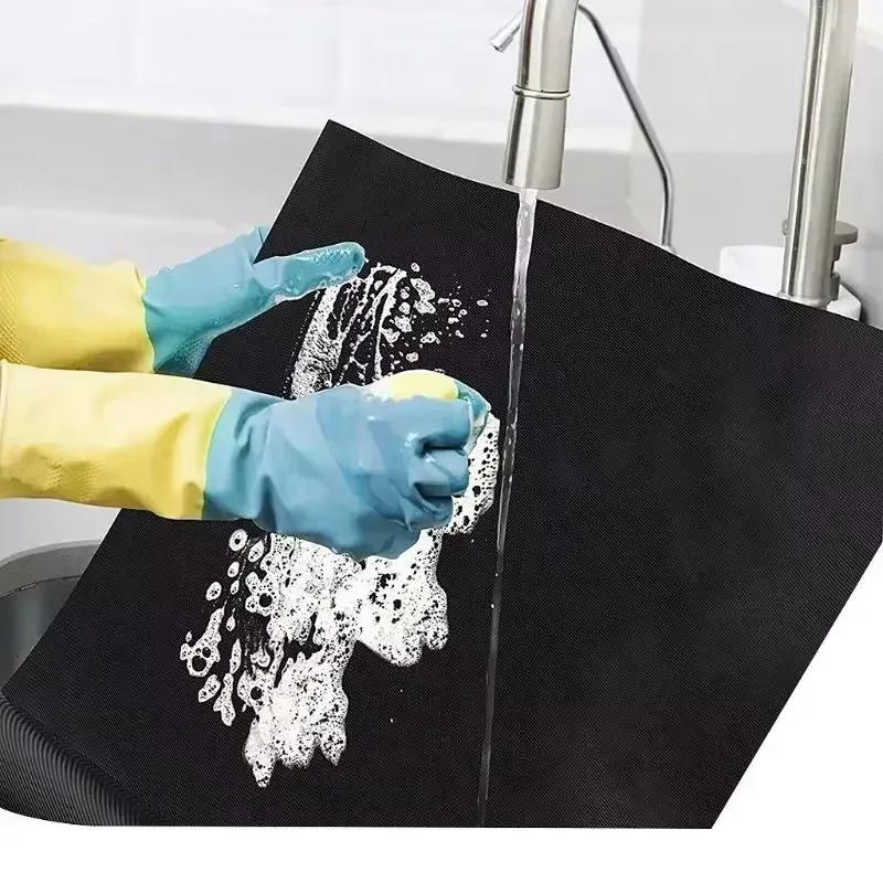 1/2/3/4/5 قطعة أسود شواء شواء حصيرة فرن الخبز شواء شواء حصيرة الميكروويف أسفل بطانات الطبخ المطبخ في الهواء الطلق نزهة أداة الحفلات