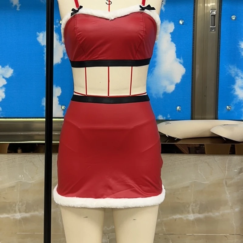 3 قطعة مجموعة الملابس الداخلية النسائية قابل للتعديل السباغيتي حزام القوس أفخم تقليم ديكور الصدرية Bodycon تنورة و المختنق الزي المشاغب #1