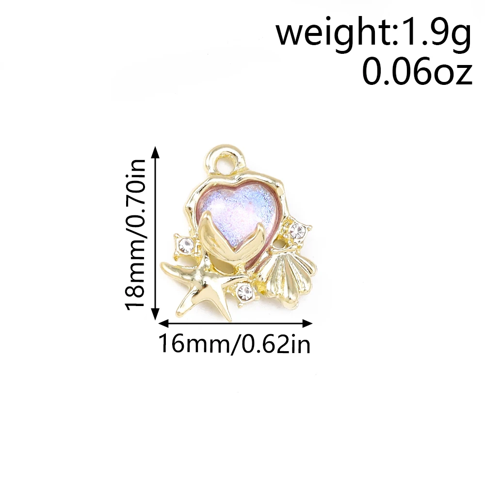 Leslie 5 Stück neue Y2K CZ Kristall Herzen Muschel Seestern Charms Mode Anhänger für DIY Halskette Armband Schmuck machen Handwerk – Detail 1