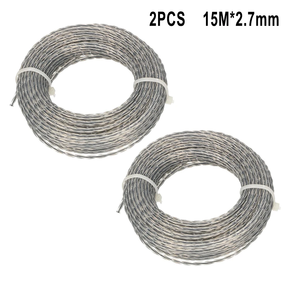 2 Sets Core-reinforced Grass Trimmer Line 2.0 - 3.0 Mm X 15m (30m) Line Spool Lawn Trimmer Spare Blade Garden Replacement Tool