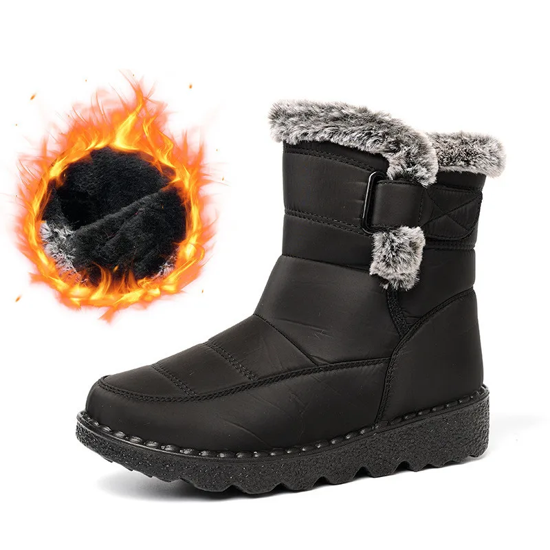 Luxury Women's Boots Trend Winter Shoes For Woman Winter Boots Ankle Low Heels Botas Mujer Waterproof Snow Boots With Fur Shoes