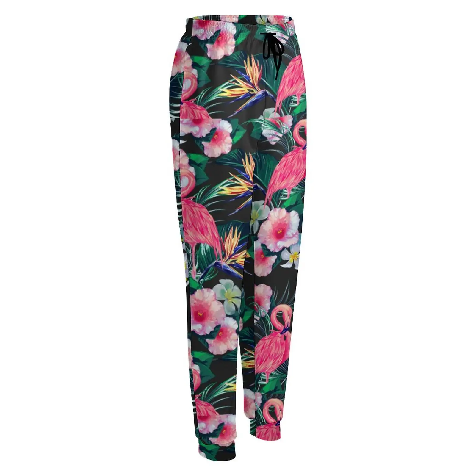 Wald Palmblätter Hosen Damen Blumen- und Flamingo-Druck Harajuku Jogginghose Herbst Vintage bedruckte Hose große Größe