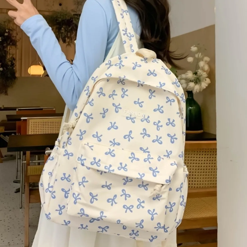 

Нейлоновый рюкзак с бантом, легкий регулируемый ремень, школьная сумка для студентов, сумка для хранения, сумка на плечо для подростков в японском стиле, дорожная сумка