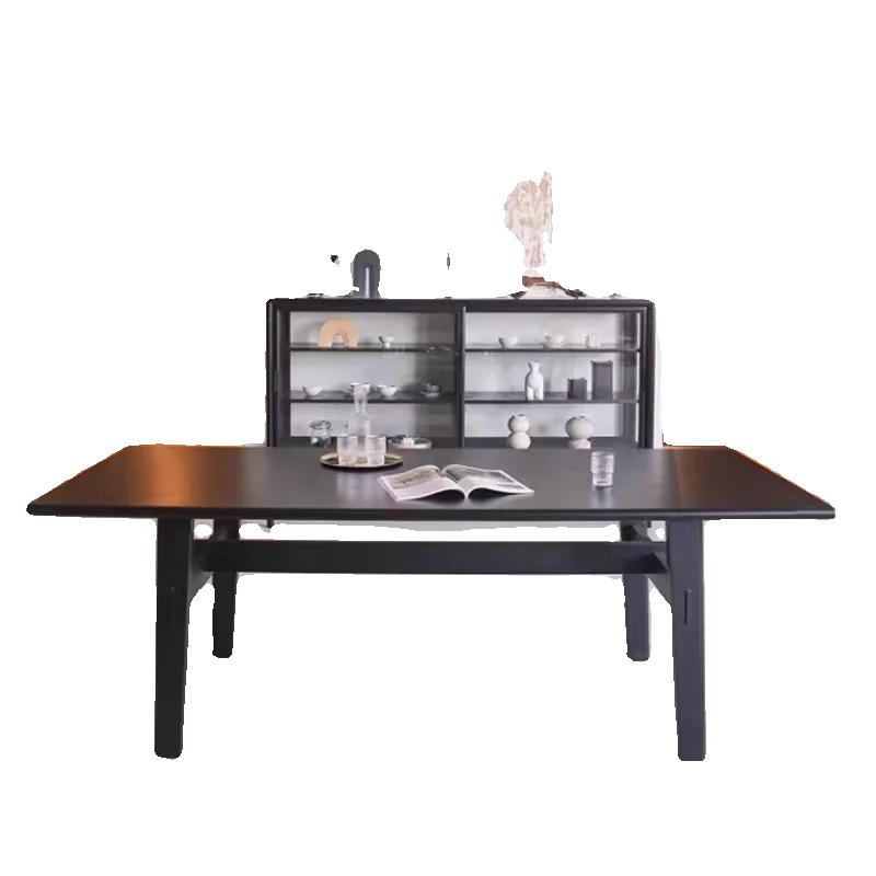 

Premium Minimalist Solid Wood Textured Workbench Family Office Study Desk