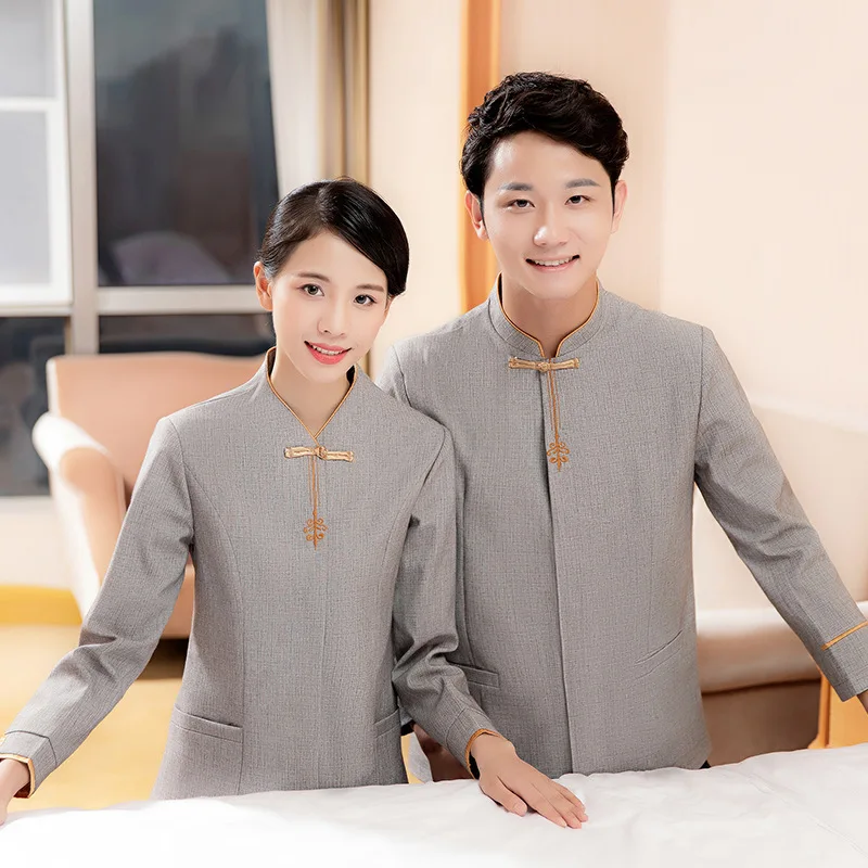 زي تنظيف الممتلكات بأكمام طويلة لغرفة الضيوف في الفندق، ملابس عمال التنظيف، زي عمل تنظيف المستشفى للخريف والشتاء