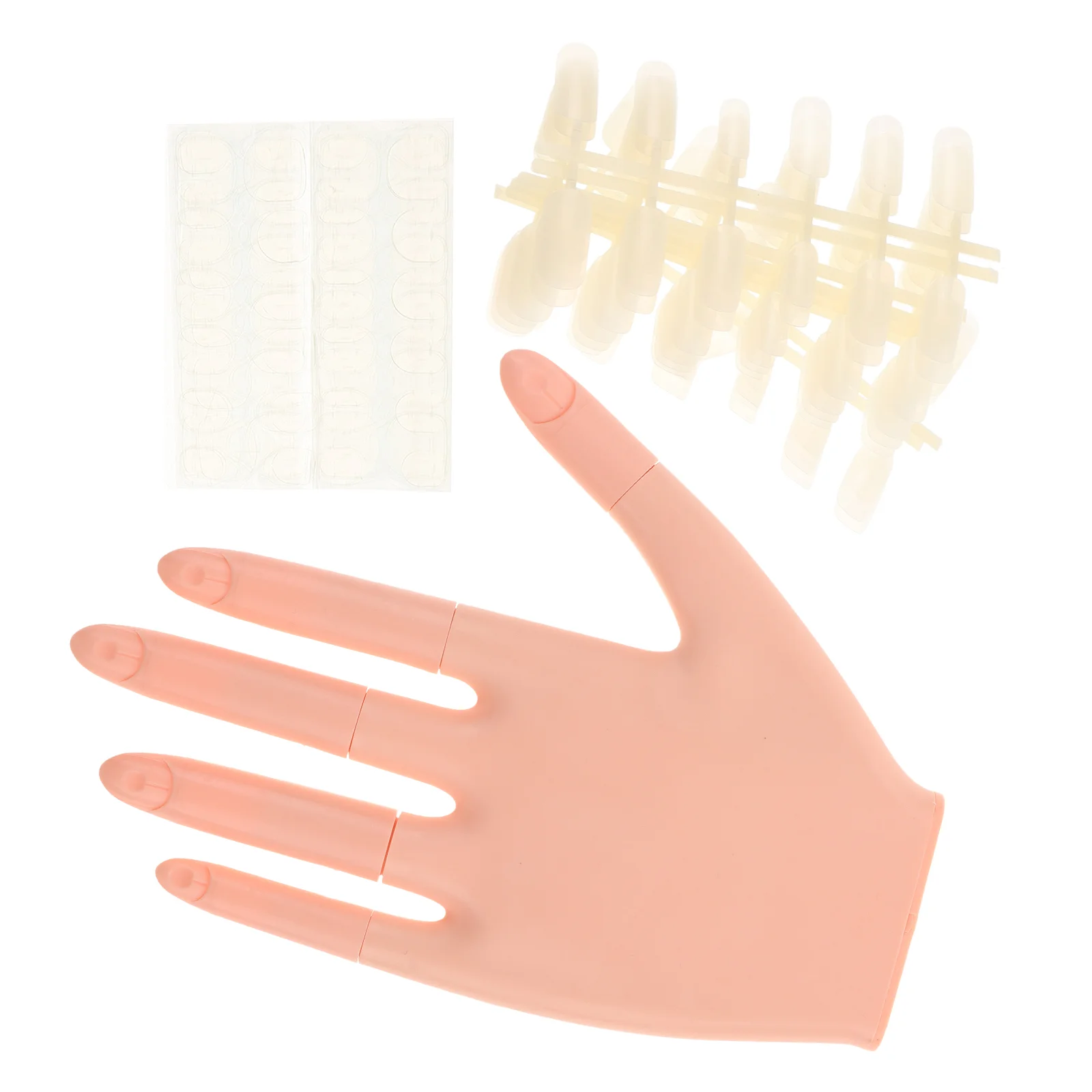 

1 Sets Nail Practice Hand with Nail Tips, Nails Mannequin Hand Fake Nail Training Hand Plastic Fake Hand with Bendable Fingers f