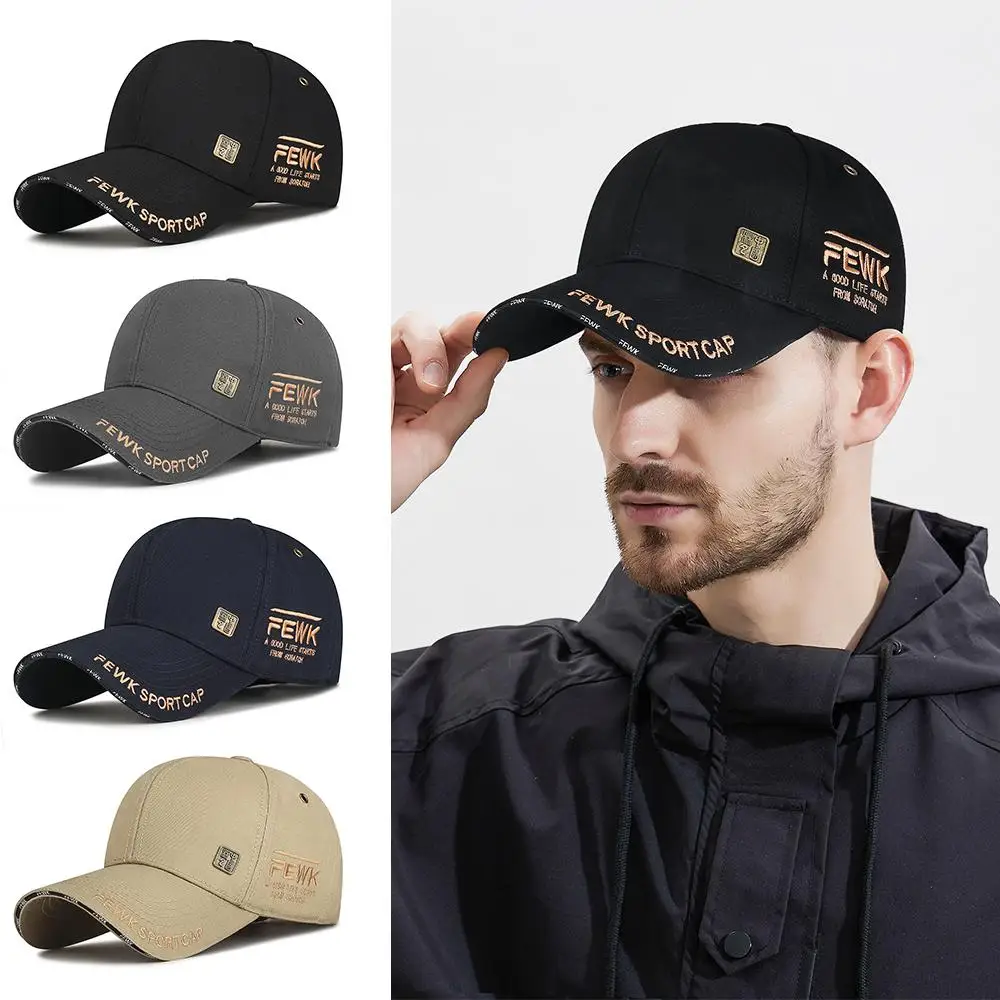 

Chinese Style Baseball Cap Embroidered FEWK with Metal Ventilation Holes Hard-Top Sun Hats Adjustable Dad Hat Unisex