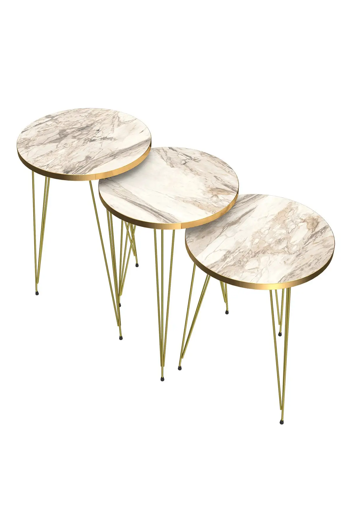 Gold 3 Pcs Decorative Coffee Tables Metal Foot Modern Design Living Room Set, Sofa, end Table Dining Stool Coat Rack