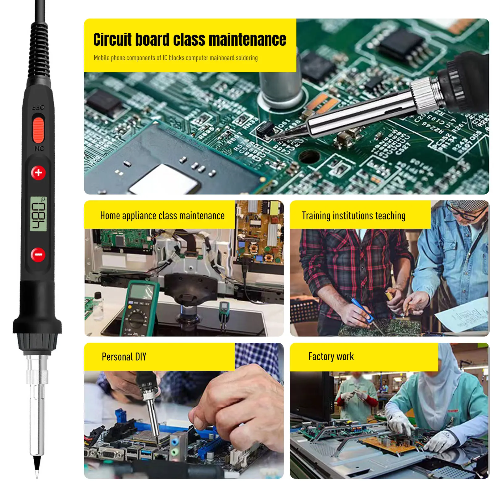 80W  Digital Display Adjustable Constant Temperature Electric Soldering Iron Set Electric Iron Welding Pen Home Repair Tool