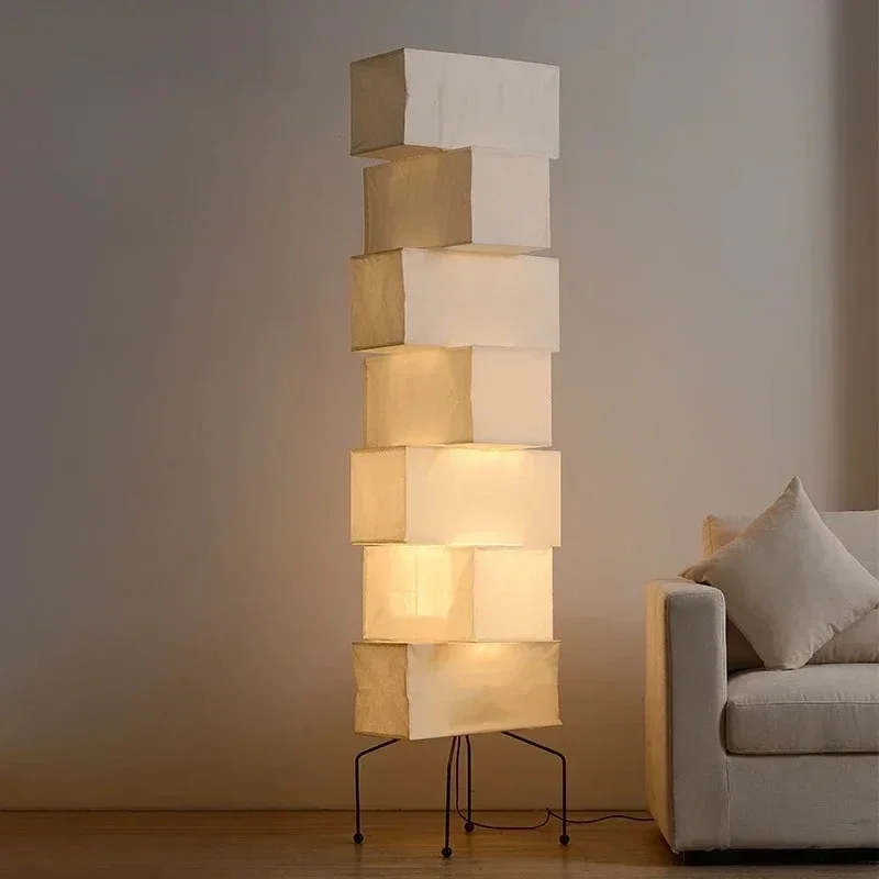 Akari Noguchi LED مصباح أرضي ورق الأرز الياباني فانوس بجانب السرير دراسة فندق ديكور فني ضوء قائم تصميم عصري أنيق