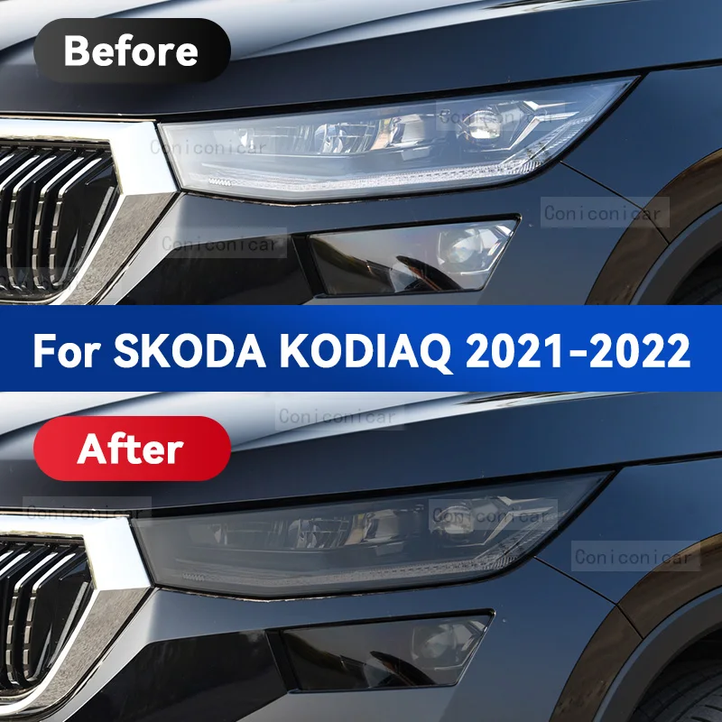 For SKODA KODIAQ 2021 2022 Car Headlight Protective Cover Film Front Light TPU Anti-scratch Headlamp Accessories Sticker