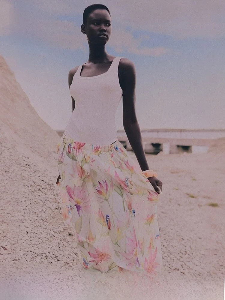 

H&M Women's Casual Faion Semi-Body Skirt High Waist Midi Skirt 295403 Spring Collection Summer