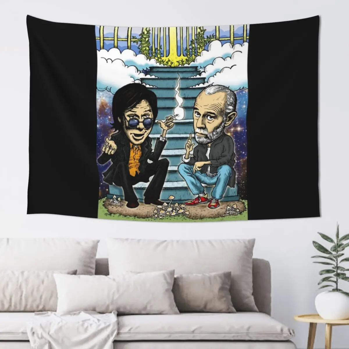 Vintage Retro Bill Hicks Quotes George Carlin Comedians Tapestry Decoration For Home Aesthetic Room Decoration Tapestry