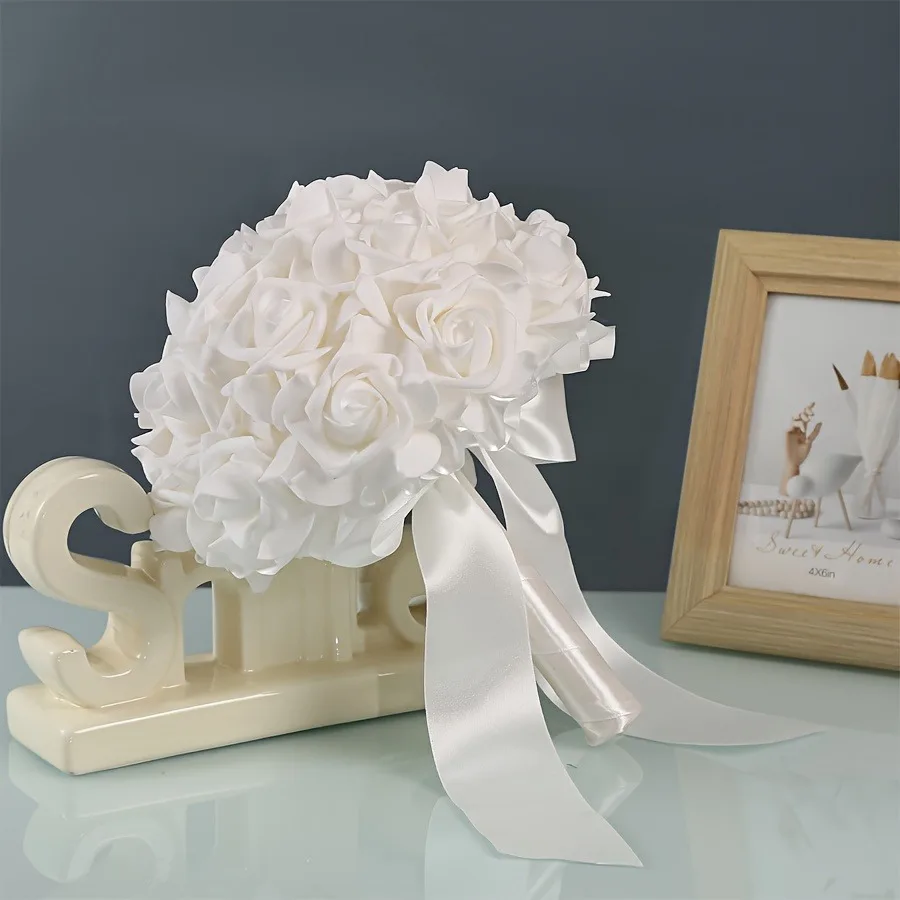 

1 pure white rose bride bridesmaid wedding photography props simulated flower
